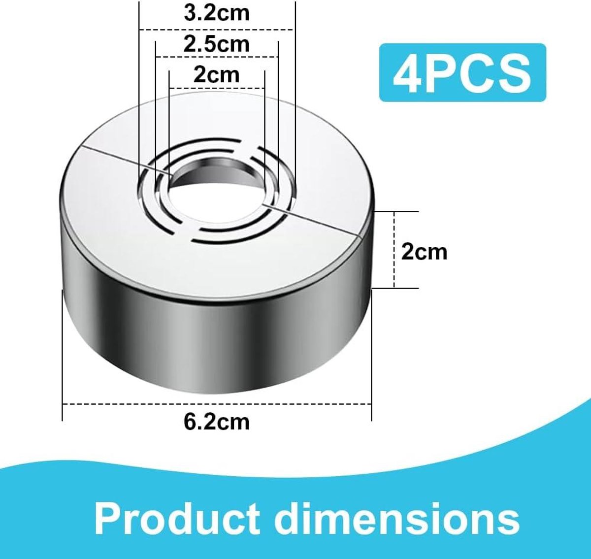 Afdekrozetten, 2 stuks, verdeeld, 3 maten in 1, douche-armatuur voor 21 mm/26 mm/33 mm, buisafdekking, kraanrozet, rozetten voor douche-armaturen, verwarmingsbuisafdekking (70 x 30