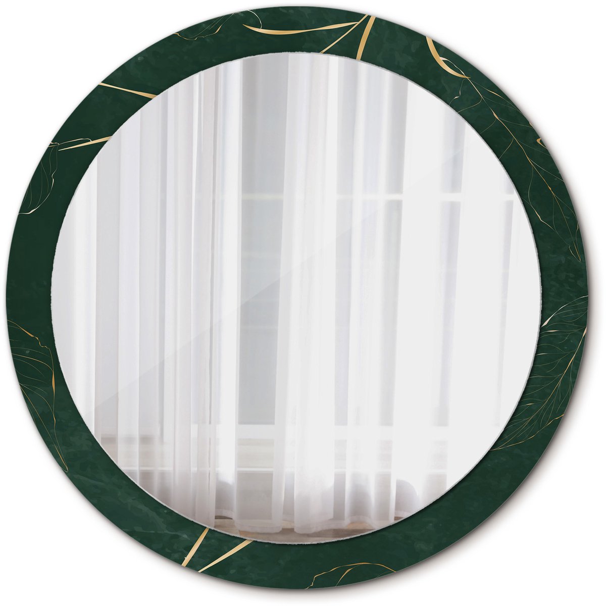 Tulup Spiegel - Spiegel op gehard Glas - Ronde Spiegel - Bladcontouren - Diameter: 90 cm -