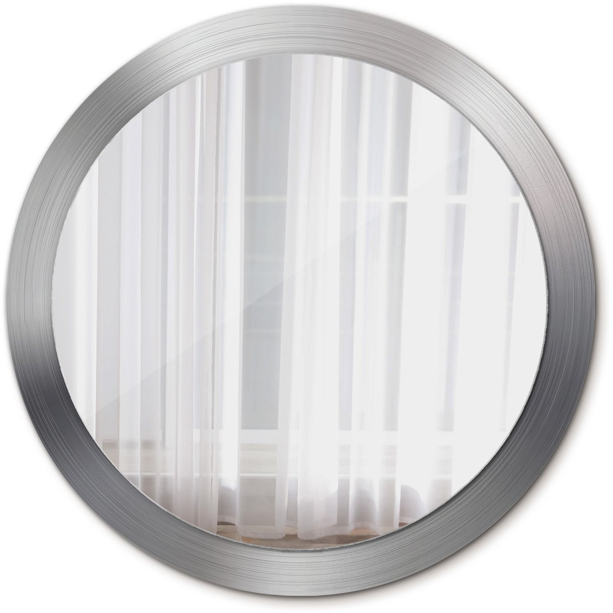 Tulup Spiegel - Spiegel op gehard Glas - Ronde Spiegel - Metaalimitatie - Diameter: 90 cm - Decoratieve spiegel met patroon - Badkamerspiegel - Gangspiegel - Eetkamer - Zilveren - Origineel cadeau - Stijlvolle Spiegel - Spiegel Met Haken