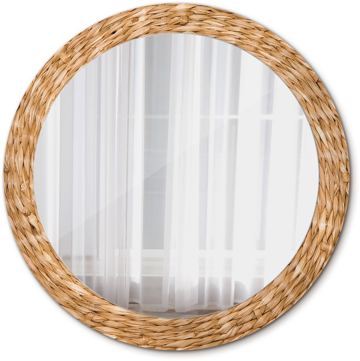 Tulup Spiegel - Ronde vorm Spiegel - op gehard Glas - Vlechtpatroon - Diameter: 80 cm - Spiegel met een sierlijk motief - Inloopkastspiegel – Badkamerspiegel - Toiletspiegel - Oranje - Met spiegelprint - Elegant Spiegel - Montageset