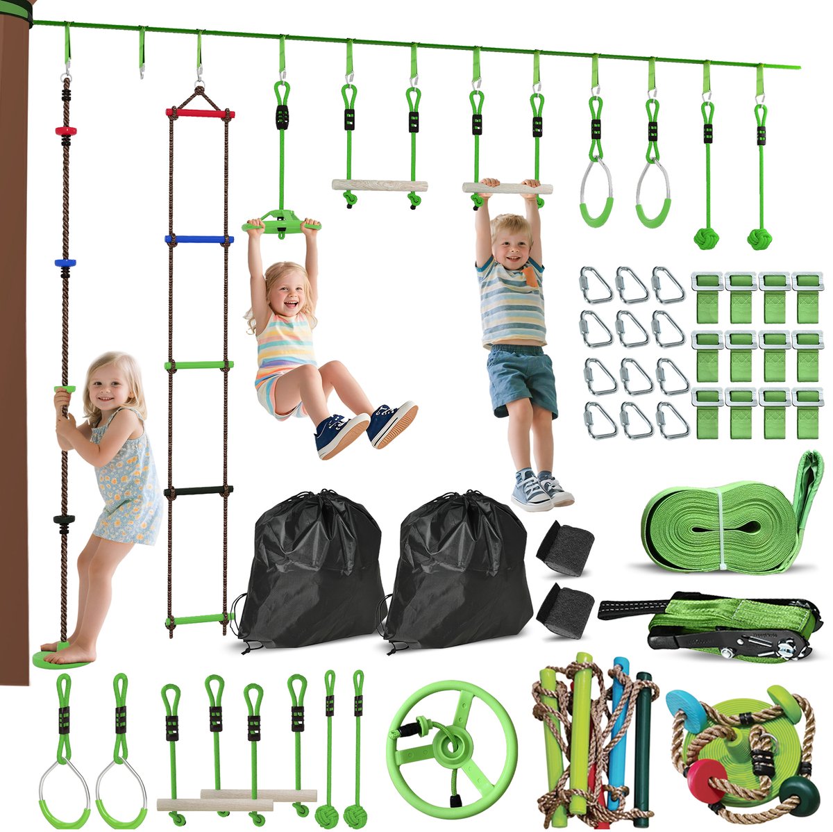 AIYAPLAY-Kinder-Kletterseil-Set-Kunststoff, Polyester-1000L x 5B x 1H cm-Grün