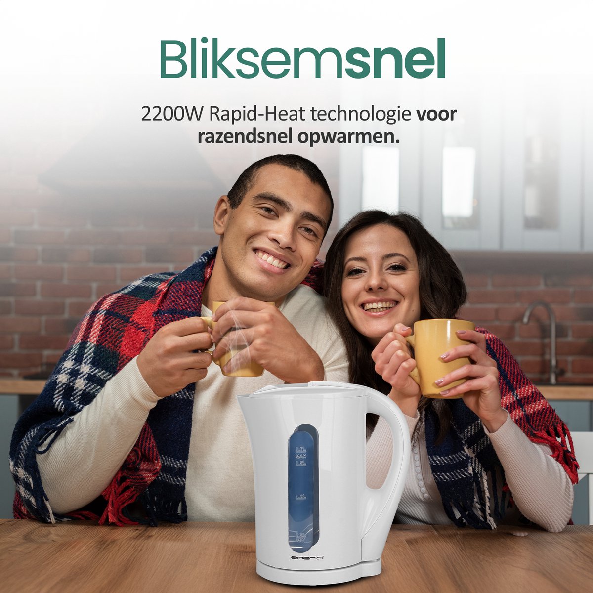 Emerio WK-119988 glazen waterkoker, 1,7 liter, 2200 watt, LED Emerio WK-119988 glazen waterkoker, 1,7 liter, 2200 watt, LED