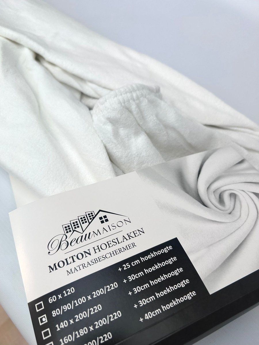 Beau Maison - Molton Matrasbeschermer - 200 x 200/220 cm + 40 cm hoog