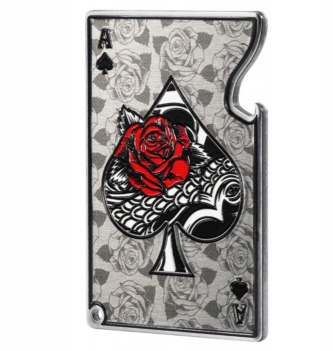KADAX Flesopener, flesopener, speelkaartdesign, bieropener van staal, draaisluitopener voor thuis, feest, bar, frisdrank, bier, bruiloft (Rose Pik)