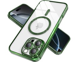 Telefoonhoesje Geschikt voor iPhone 16 Pro Max – Siliconen Hoes met Chroom – Compatibel met MagSafe – Geïntegreerde Camerabescherming – Groen – FuturiQ