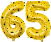BTH - Ballon à l'hélium - 65 - Or- Zwart - Ballons - Ballons numérotés - Anniversaire - Décoration - Décoration - Ballon en aluminium