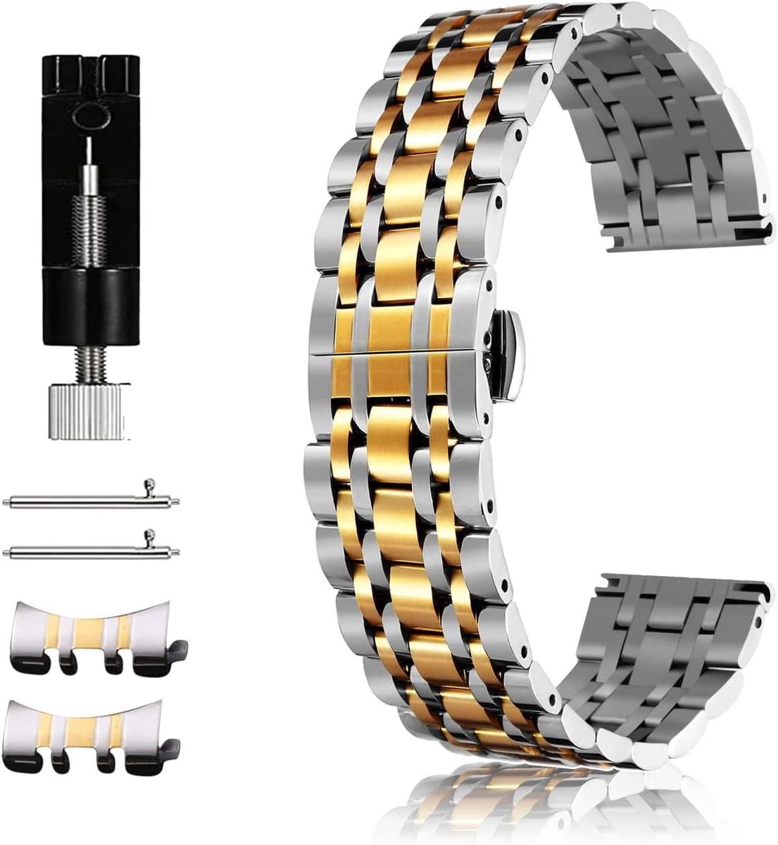 Allecto Plus - Metalen Mesh Reserveband voor Smartwatch GT 5-GT 4 Pro - Heren en Dames. Optimaliseerd met de zoekwoorden: horlogebandje, roestvrij staal.