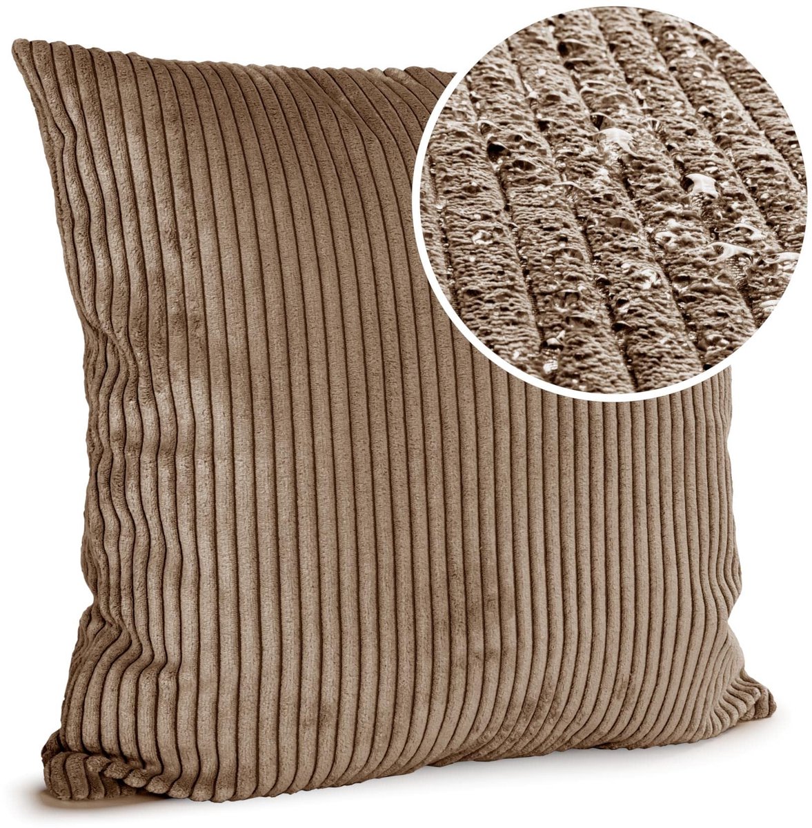 Ibenzoa Kussenhoes van zachte corduroy stof in bruin voor sierlijke woondecoratie, 40 x 40 cm, zonder vulling