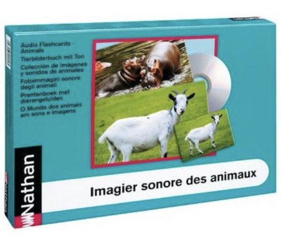 Prentenboek met dierengeluiden - 30 kartonnen kleuren foto's - 1 audio-CD met speelduur van 65:49 min