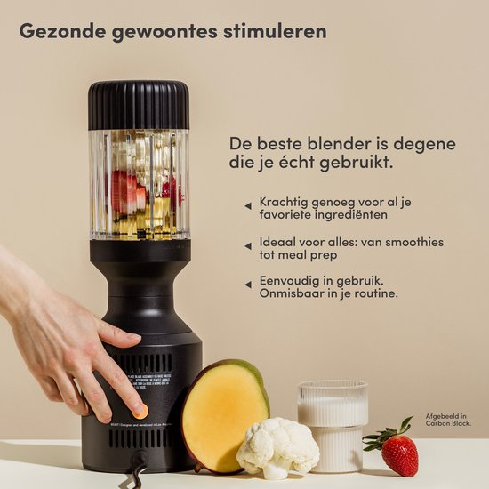 BEAST Blender - Smoothie maker met 3 to-go bekers, bewaardoppen en draagclip - 1200W - Mixt bevroren fruit & ijs - Grijs van Merkloos — afbeelding 5