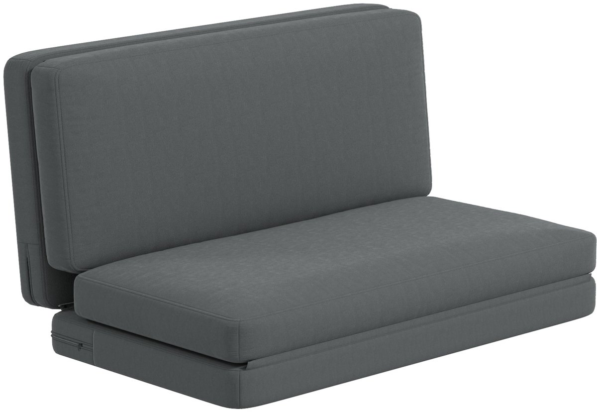 Merax 3-in-1 Uitklapbare Grondstoel – Donkergrijs Fluweel – Slaapbank 270 cm – Logeerbed Zonder Montage