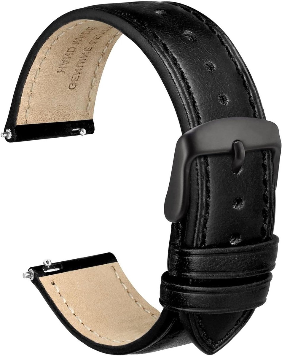 JGS Premium - Retro lederen horlogeband met quick release - vervangende band voor mannen en vrouwen - diverse breedtes - kwalitatief materiaal