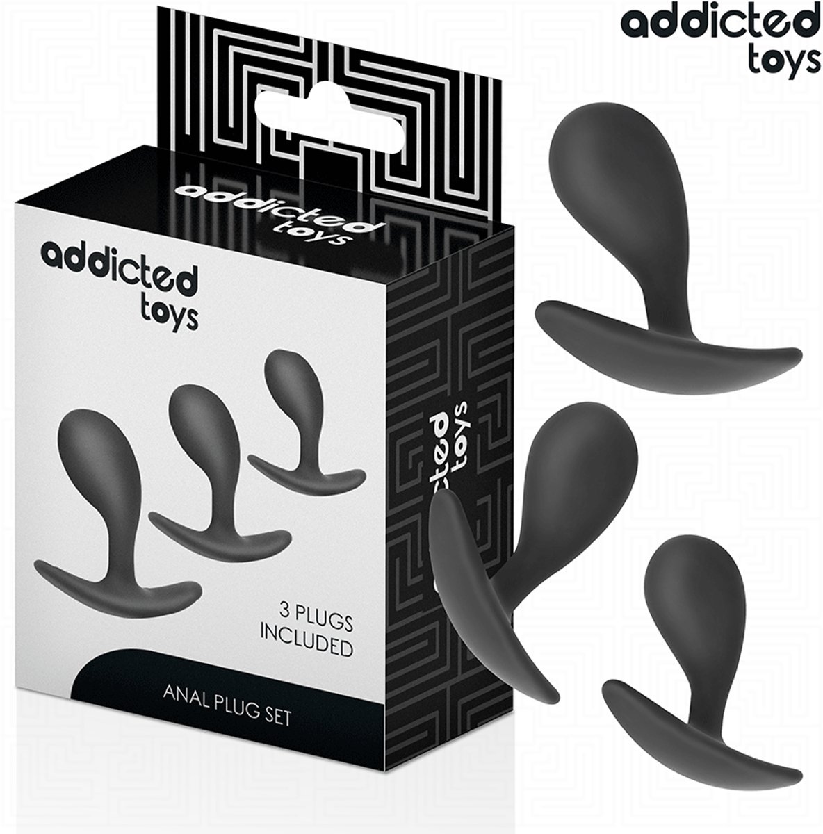 ADDICTED TOYS - SET VAN 3 ANALE PLUGGEN VAN SILICONE MODEL 3 | BUTTPLUG | SEKSSPEELTJES VOOR MANNEN | SEKSSPEELTJES VOOR VROUWEN | SEKSSPEELTJES VOOR KOPPELS
