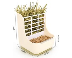 Hooiruif en Voederbak voor Kleine Dieren - Konijn, Cavia, Hamster - 2-in-1 Voerdispenser - Blauw - Plastic - Geschikt voor Gras en Hooi