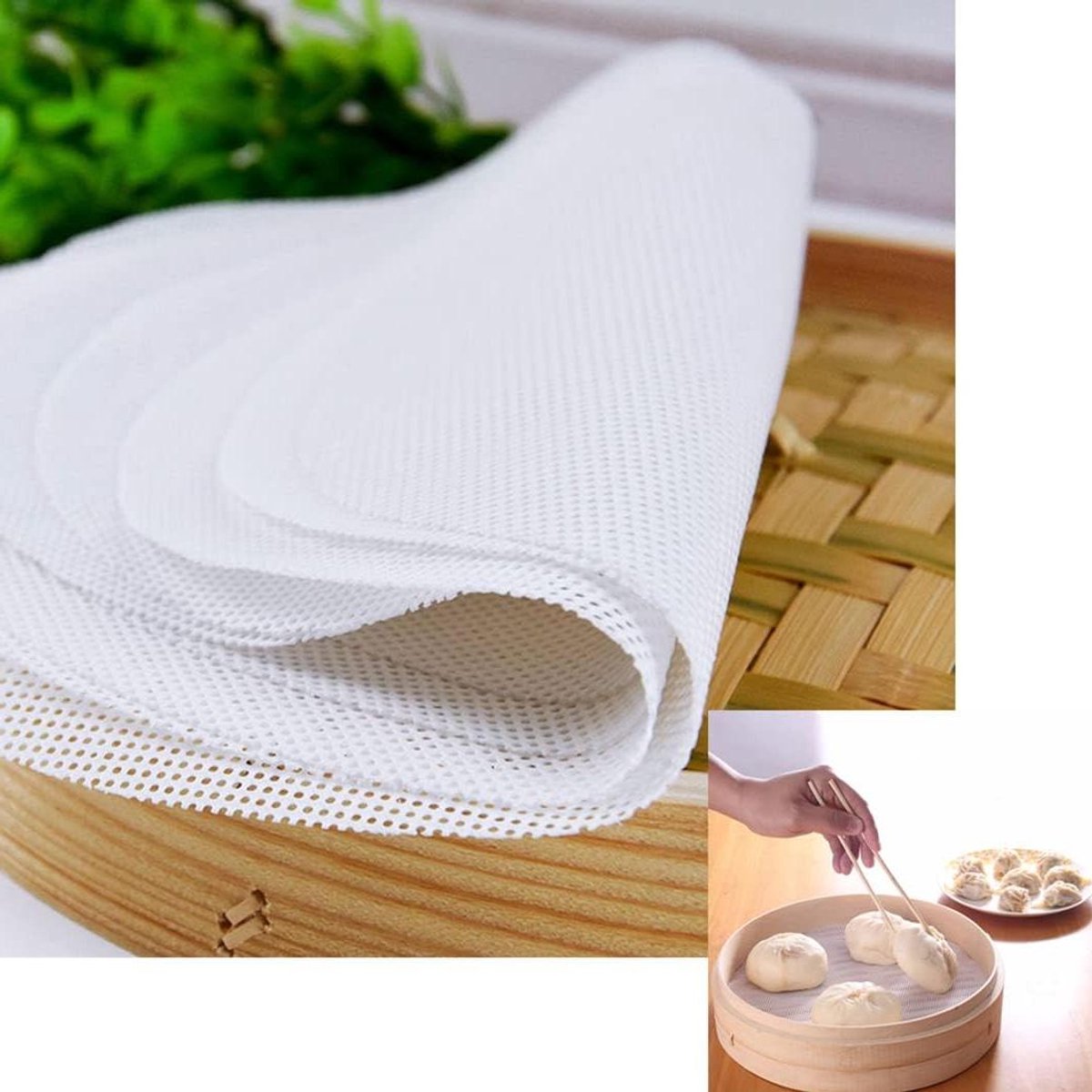 Herbruikbare anti-aanbak steamer pads - Set van 5 - Keuken siliconen stomer mat voor Dim Sum en gebak - Ronde mesh pads (30cm)
