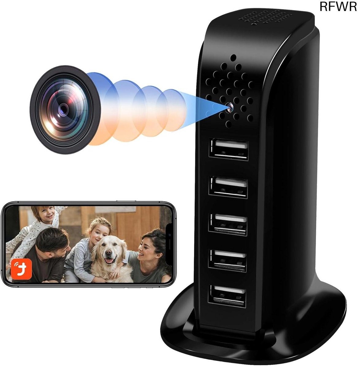 RFWR® Verborgen wifi-camera met USB-oplader en bewegingsdetectie – HD 1080P spionagecamera voor beveiliging