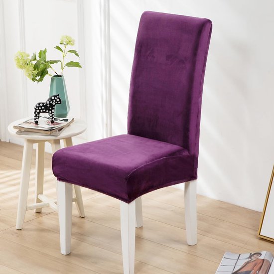 RFWR® Dikke en zachte fluwelen eetkamerstoelhoezen - Set van 6 - Stretch slipcovers paars van RFWR® — afbeelding 4
