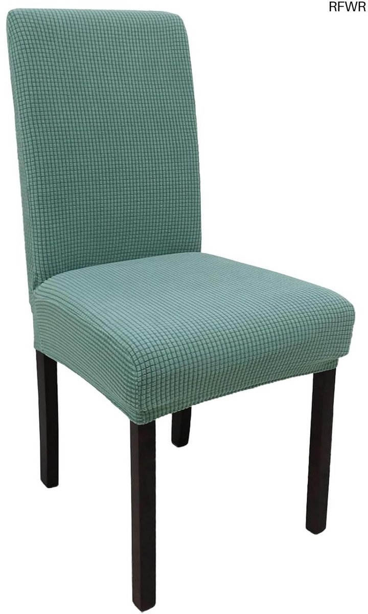 RFWR Set van 6 Stretch Stoelhoezen voor Eetkamer - Jacquard Spandex, Wasbaar en Afneembaar, Bescherming tegen Vlekken en Slijtage, Voor Eetkamer, Bruiloften en Feesten (Erwtgroen)