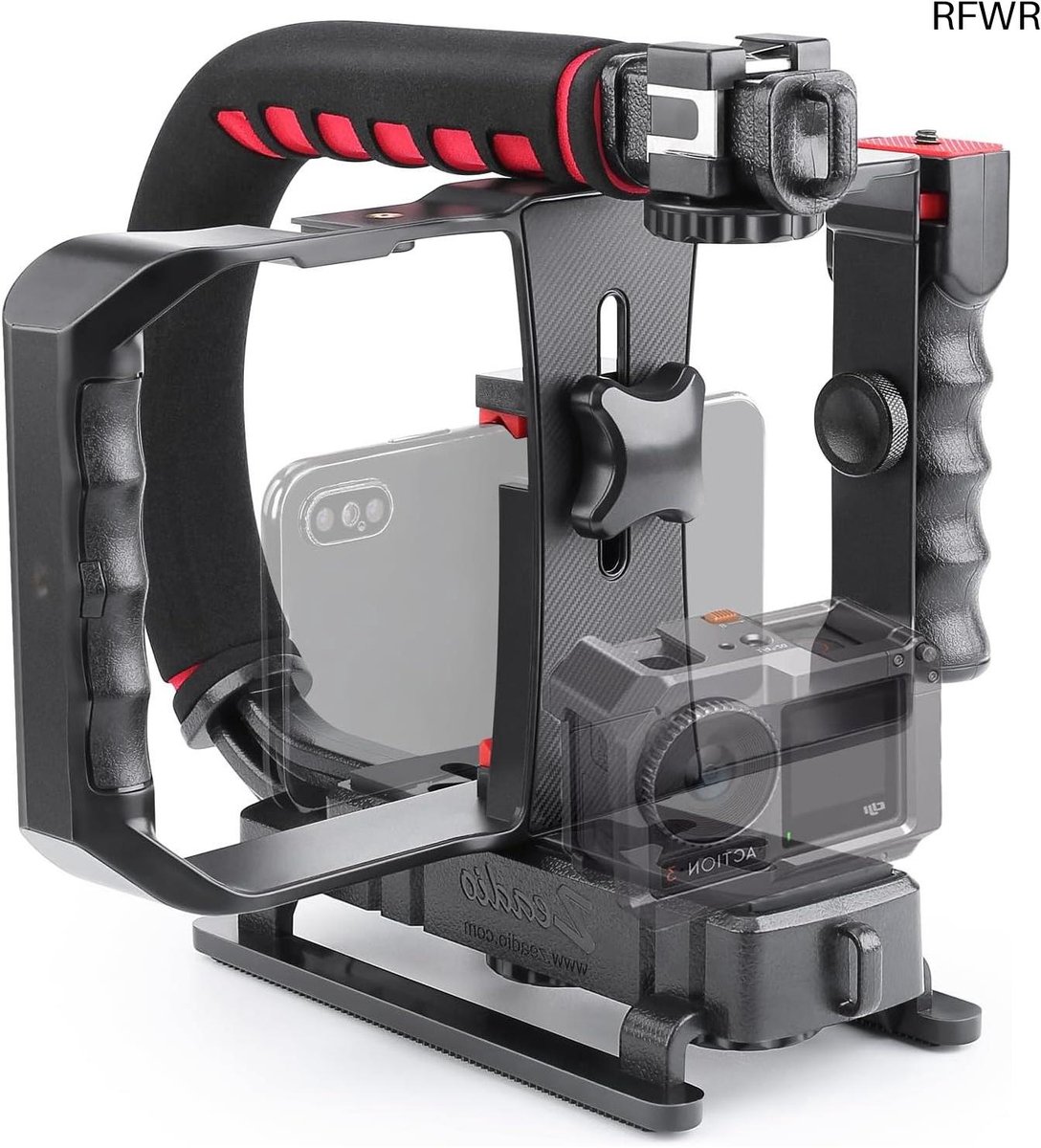 RFWR® Handstabilisator voor video met drievoudige hot-shoe mounts