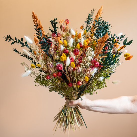 Droogbloemen - boeket Linda - kleurrijk droogboeket - Groot droogbloemenboeket