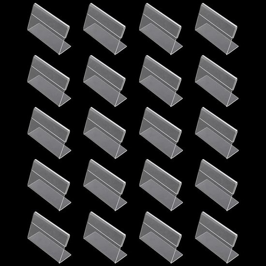 20 porte-étiquettes verticaux transparents - porte-étiquettes de prix - porte-étiquettes en plastique - pour la maison, le bureau, l'école et les centres commerciaux - 6 x 4 cm
