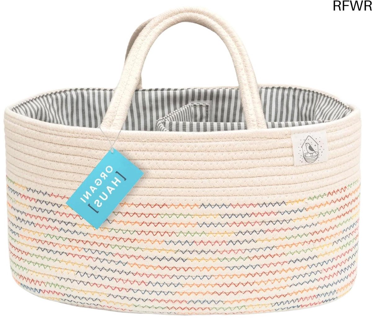 RFWR® Luier Caddy met Touwmand en Vakverdelers - Organiseer en Berg Baby Essentials Op
