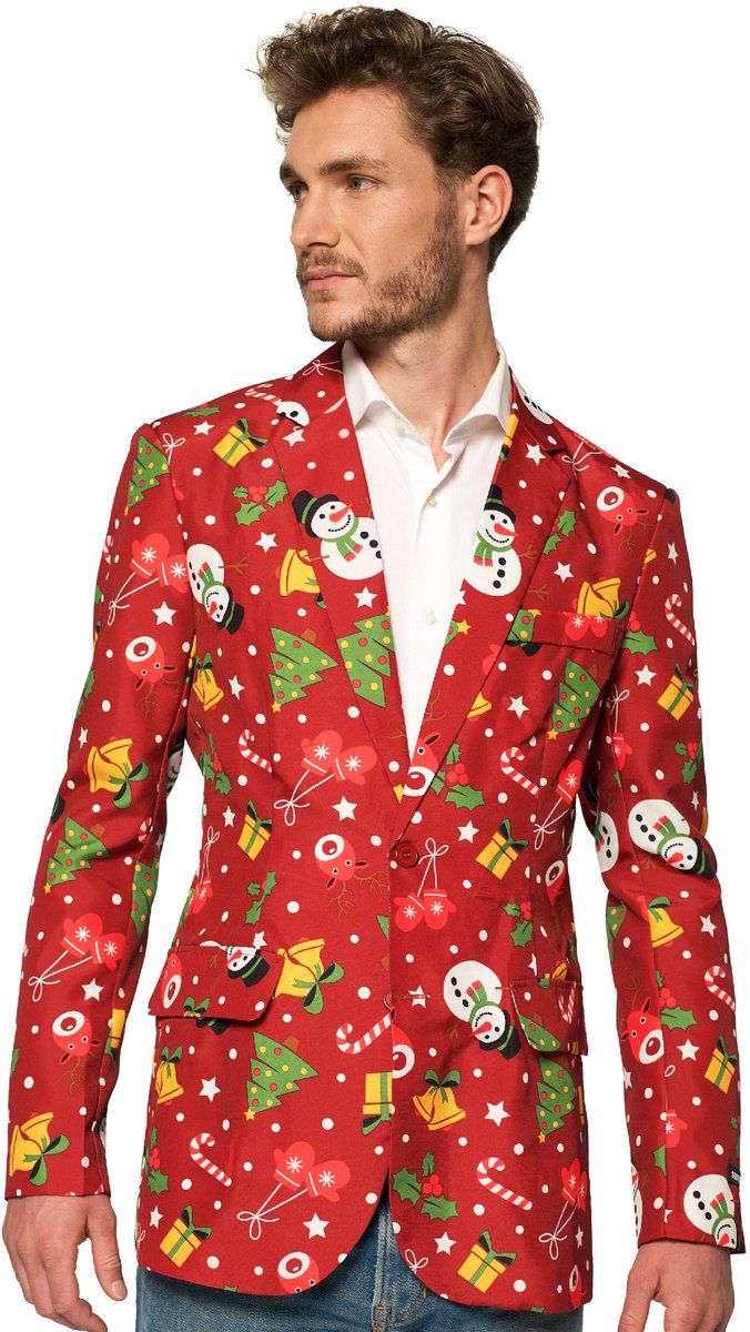 Suitmeister Christmas Red Icons - Light Up - Heren Blazer - Kerst - Rood - Maat XXL