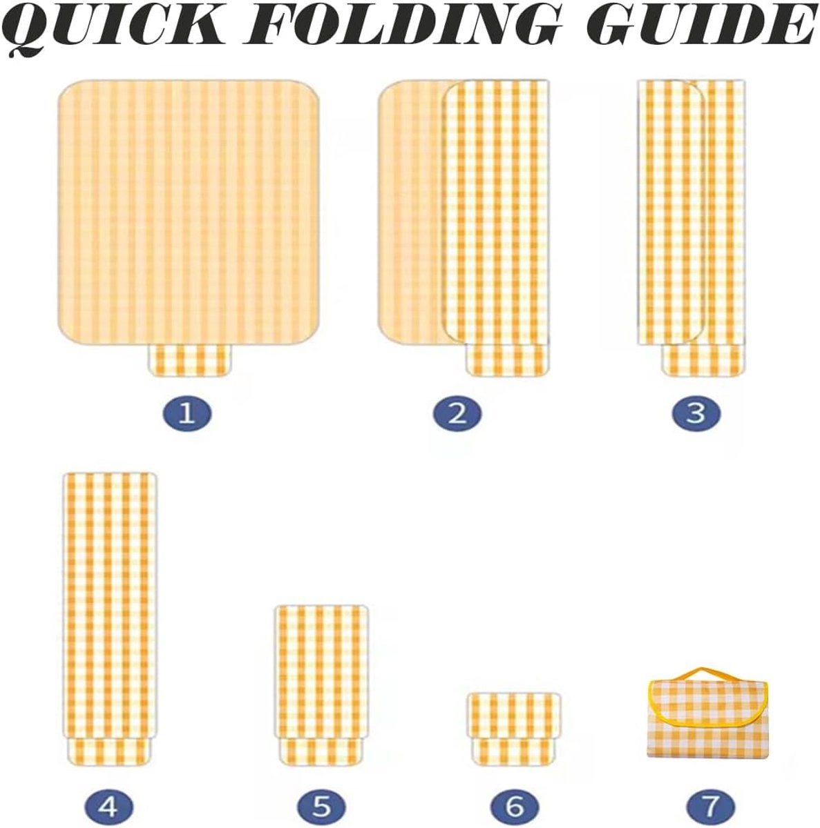 Picknick Deken - Opvouwbaar strandmatje - Draagbaar picknickkleed met handvatten - 150 x 200 cm - waterdicht - grote mat voor strand, reizen, kamperen, wandelen - Geel — cadeau in Sport & Outdoor - foto 3