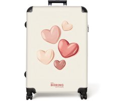 NoBoringSuitcases.com NoBoringSuitcases.com® - Koffer groot - Reiskoffer lichtgewicht - Zwevende harten in zachte rode en roze tinten - Rolkoffer met 4 wielen - 98 liter bagage