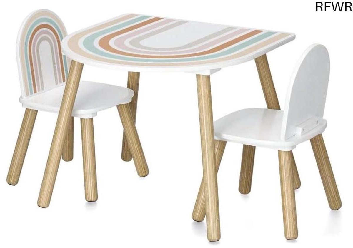 RFWR® Kinderzitset 3-delig met tafel en stoelen in regenboogdesign