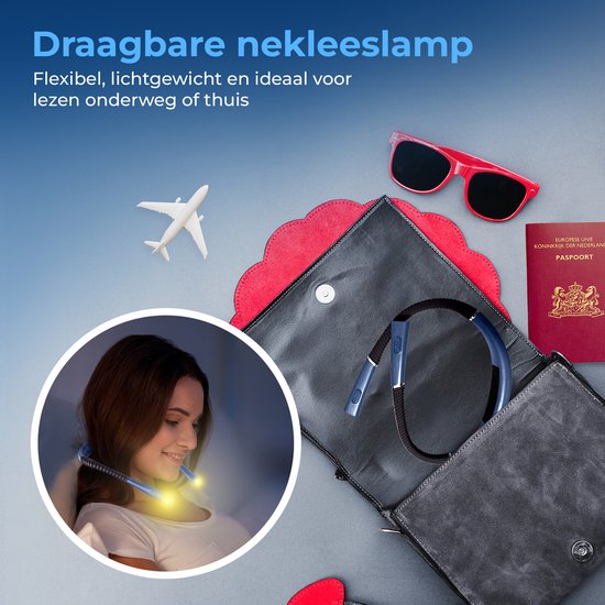BP® Nekleeslamp Blauw - Neklampje voor Haakwerk - Nek Leeslamp - Leeslampje voor Boek - LED Leeslampje - Neklamp voor Boek en Handwerken - USB Oplaadbaar - 9 Standen - Blauw van Merkloos — afbeelding 5