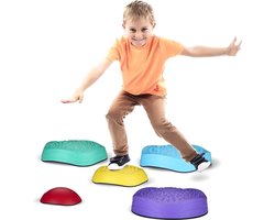 foto van LET'S PLAY Opstapstenen set 5st- - Stepping Stones - Balans Stapstenen - Rivierstenen - Voor Kinderen - Educatief speelgoed - Heuveltoppen - Evenwicht - Speelgoed - Buiten en binnen speelgoed - vanaf 2 jaar