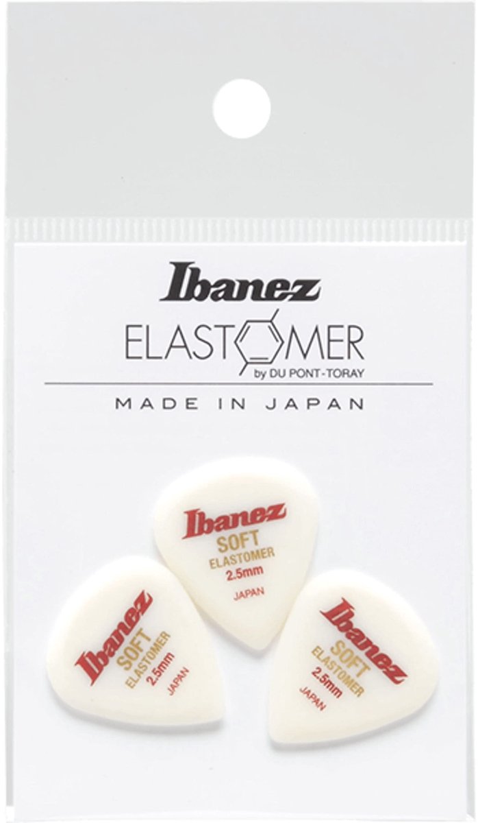 Ibanez BELJ1ST25 Elastomer Teardrop Guitar Pick Soft 2.5mm (3-Pack) - Plectrum set