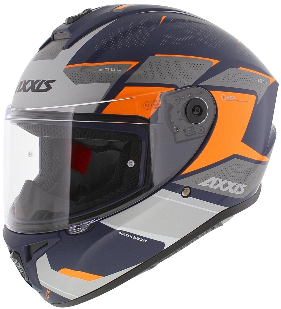Axxis Draken S helm Sunray mat blauw grijs oranje - Maat M