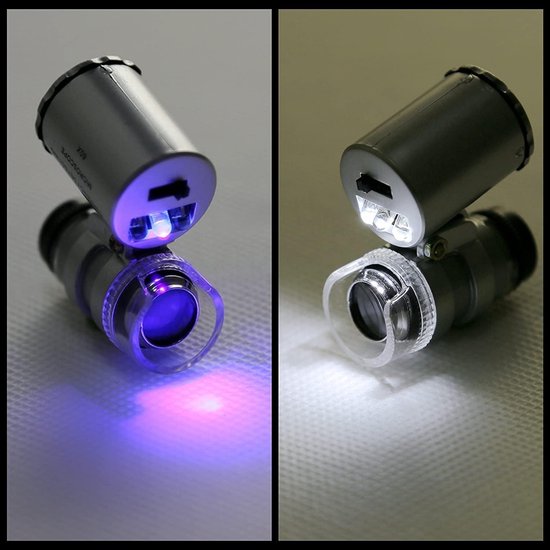 60x Mini-Vergrootglas, LED-Zakvergroter Microscoop UV-Licht Voor Juwelier