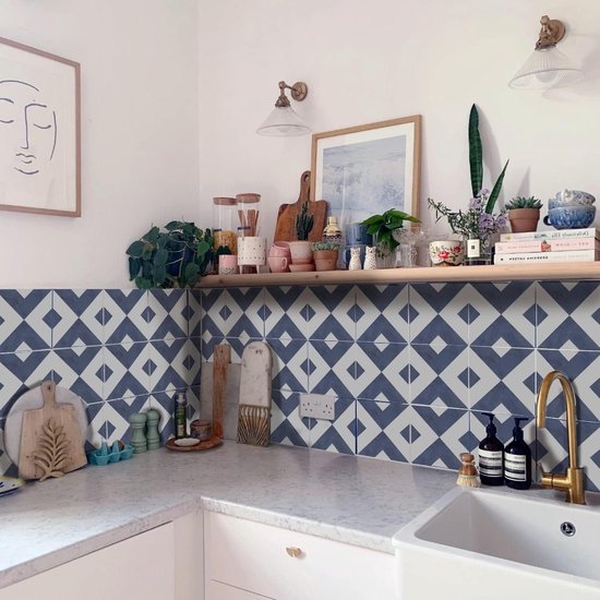 15 tegelstickers mozaïek blauw 15cm x 15cm - backsplash - peel and
