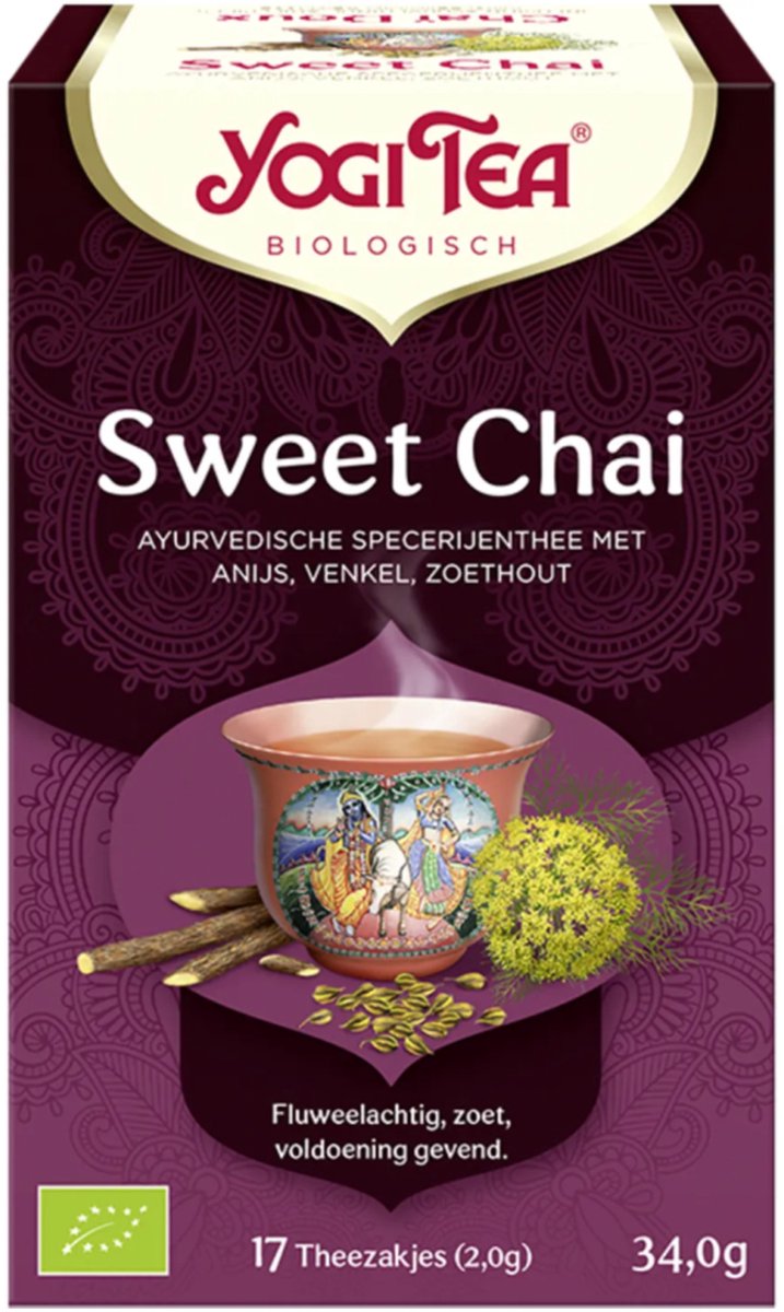 Yogi Tea Sweet Chai Bio - Biologische Kruidenthee met Venkel, Anijs en Kaneel voor Een Zoete en Kruidige Chai-ervaring