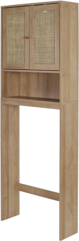 MISOU Bali WC Kast - Wasmachinekast - Bovenkast - Toiletkastje - Badkamerdressoir - Meubel - Kastje - Toiletrolhouder - Rotan - Hout