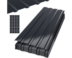 12 stuks Dakpanelen - 115 x 45 cm - Profielplaat SET incl. Schroeven - 6 m² - Muurplaat Dakplaat - Dikte 0,3 mm - Gevelbekleding - Grijs