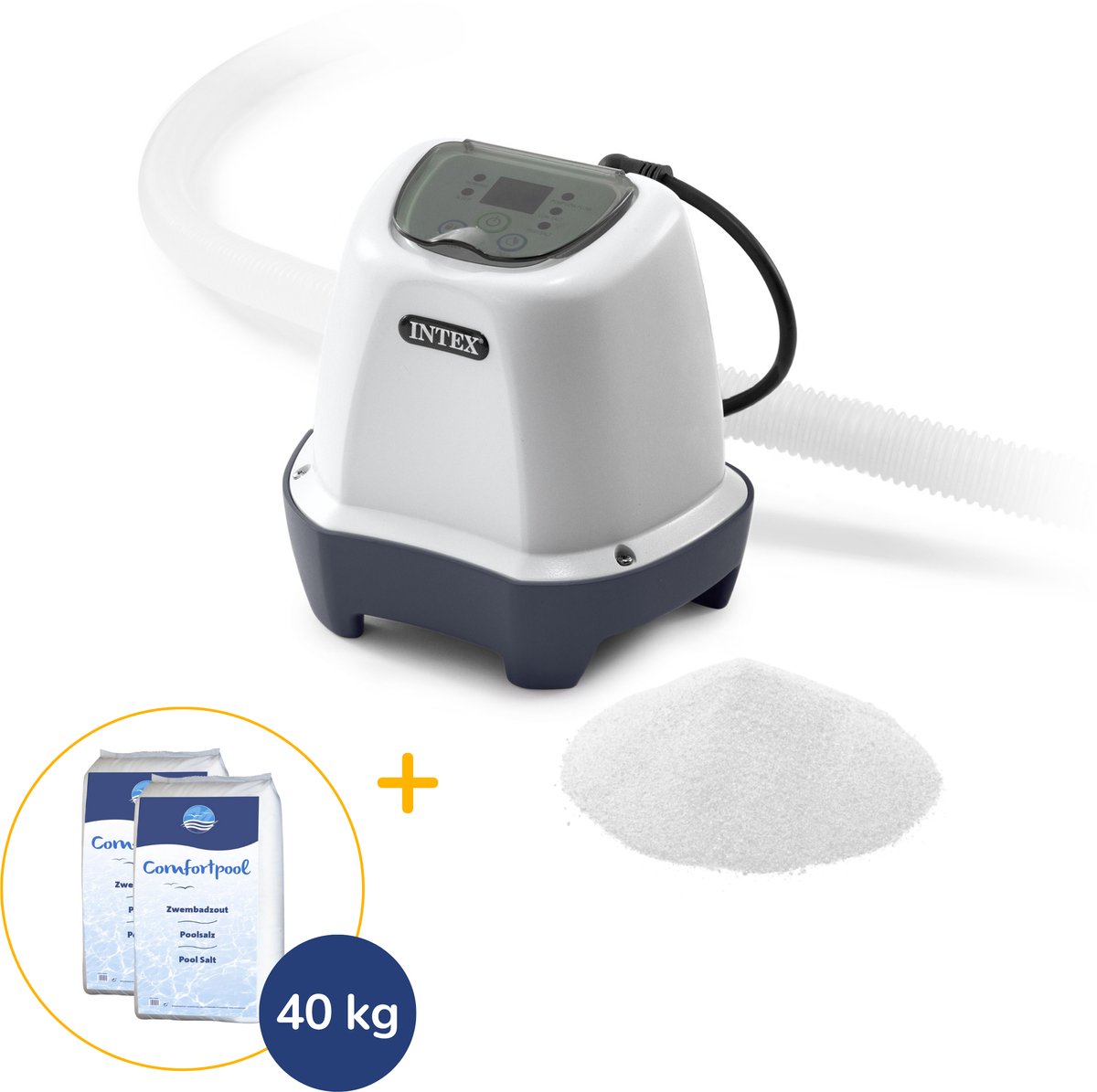 Intex zoutwatersysteem mini + zout | Zwembaden tot 8000 liter | Voordeelpakket | Inclusief 40 kg zout