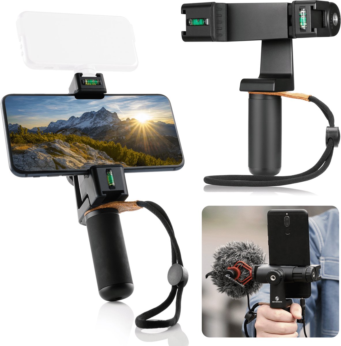 Sevenoak SK-PSC3 Movo 360º draaibare telefoonhouder met cold shoe-mount & handvat