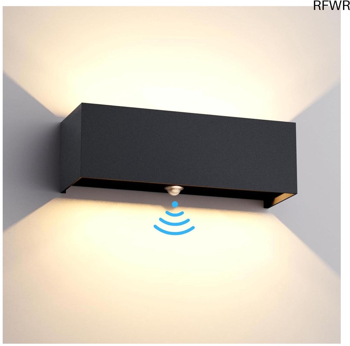 RFWR® 30 W wandlamp met bewegingsmelder voor binnen en buiten, IP65 waterdicht, 3000 K