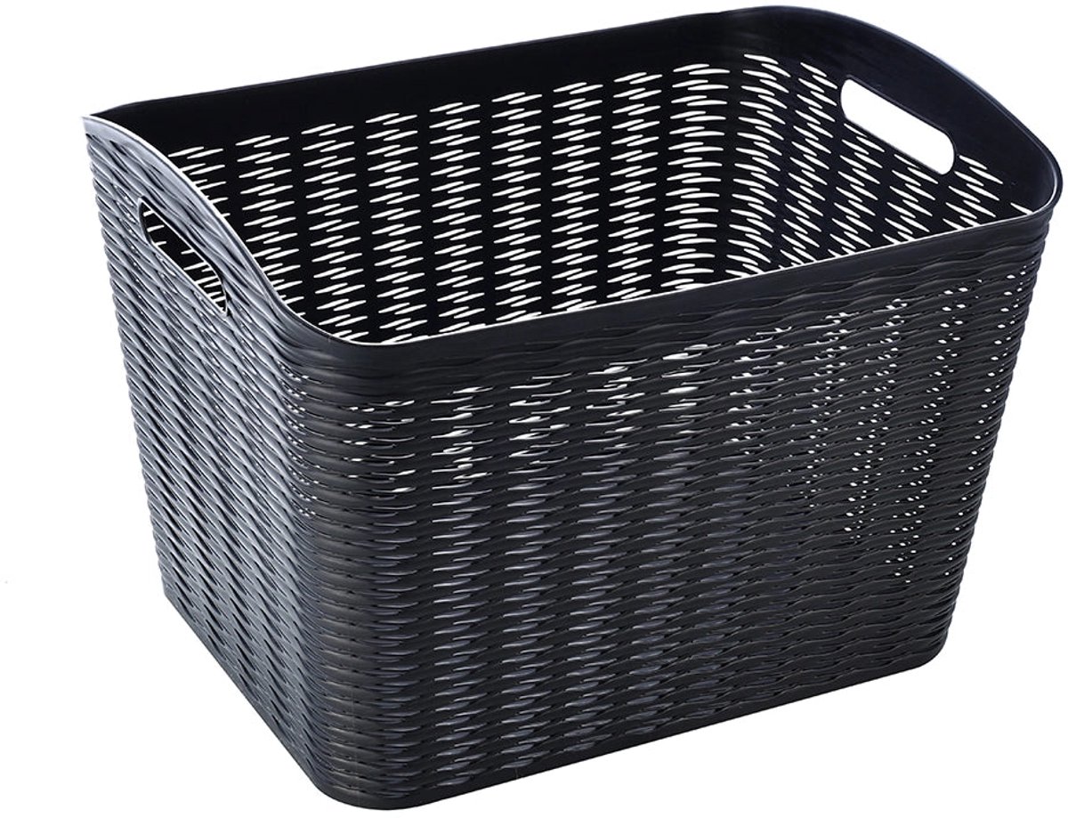 Ezystorage Kunststof zwarte mand - 26 liter - 21,5 x 32 x 29 cm