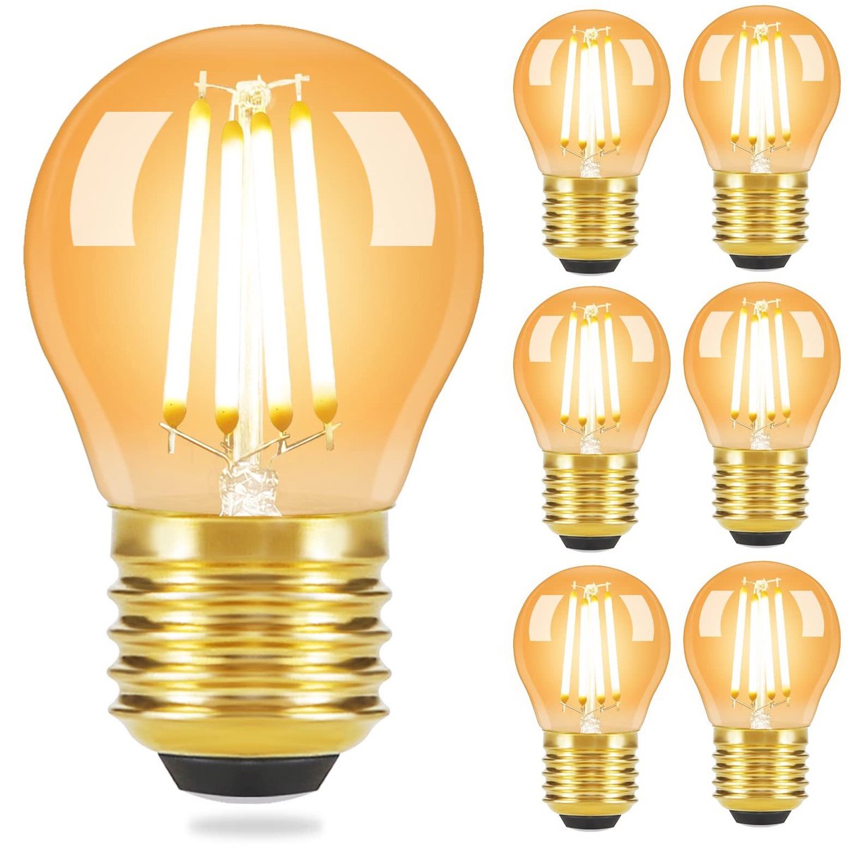 NETTLIFE G45 - LED Lampen - 6 Stuks - E27 Lichtborn - Filament lamp - 4W - Vintage Gloeilamp - 2700K Warm Wit Licht - Amber