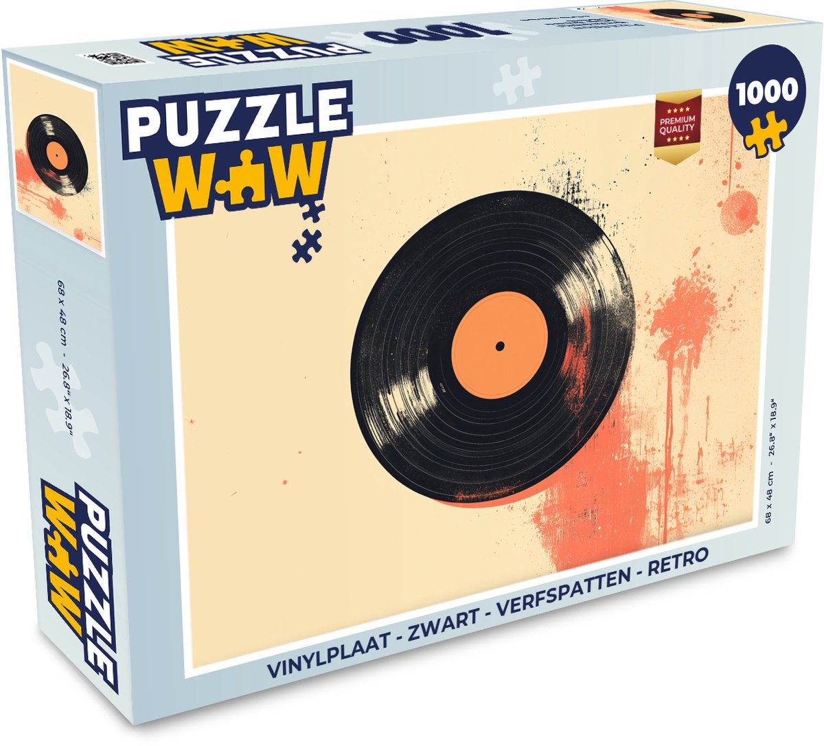 Puzzel Vinylplaat - Zwart - Verfspatten - Retro - Legpuzzel - Puzzel 1000 stukjes volwassenen