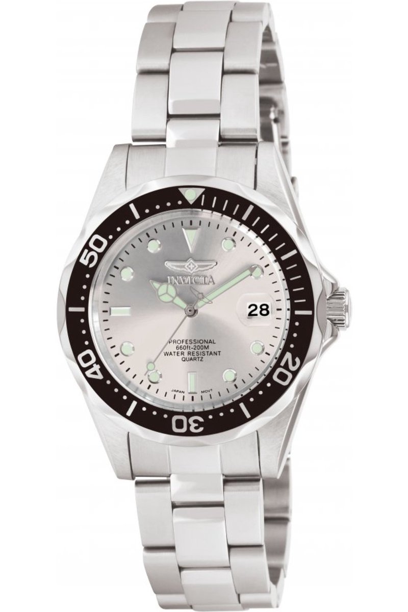 Invicta Pro Diver 10662 Heren Horloge - Waterdicht - Analoog - Quartz Uurwerk - Roestvrij Staal met zilveren Wijzerplaat - 37mm