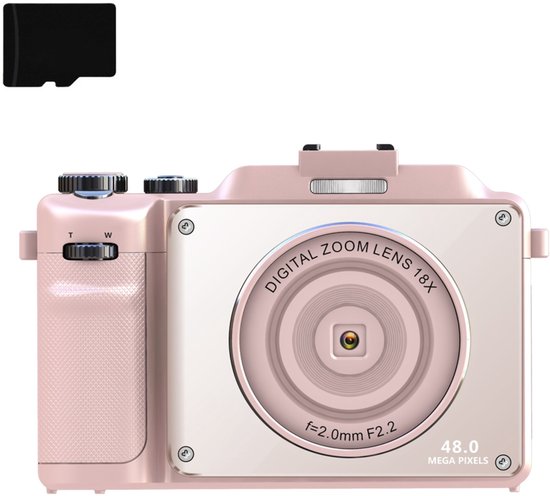 4K Digitale Camera Met Dubbele Lens, 64MP, 18x Zoom, 64GB Kaart, Ideaal Voor Vloggen