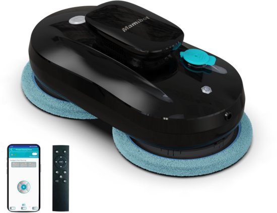 BLOSSOM Robot Ramenwasser - Robot Ruitenreiniger Met Afstandsbediening - Slimme Waterspray - Krachtige Zuigkracht - Incl. 10 microvezeldoeken - Zwart