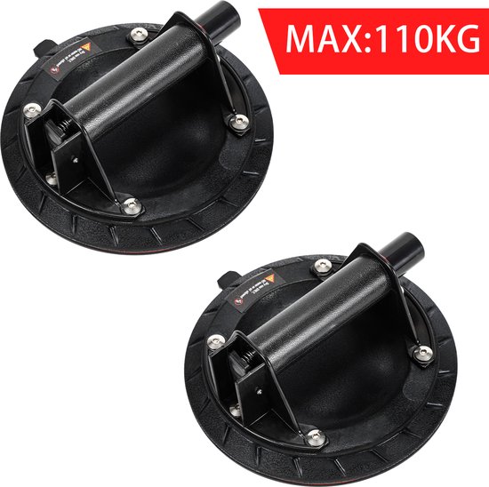 Ventouses à ventouses pour verre, Set de 2, ventouses pour carrelage, ventouses en ABS, capacité de levage max. verre 110 kg