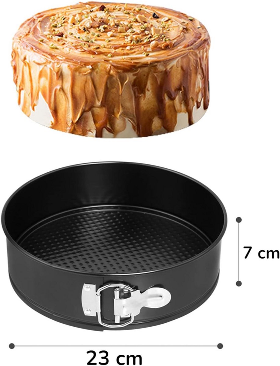 1 stuk - Ronde cakevorm met antiaanbaklaag - Zwart - Springvorm met sluitclip voor chiffon- en taartbereiding - Bakvorm voor oven - Ø 23 cm x 7 cm - Ideaal voor bakken zonder plakken – foto 2
